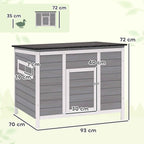 PawHut Duck House with Opening Roof, Windows and Ramp, Wooden, 93x70x72 cm, Multicolored