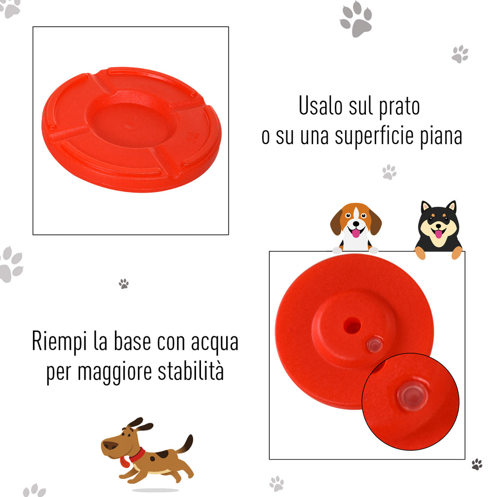 Dog Agility Set 3 Exercises: Slalom, Obstacles, Ring, for Dog Training, Portable, 2.5 kg, Yellow and Red