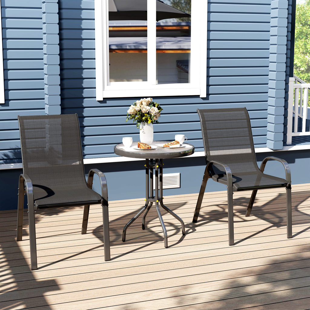 3 Piece Garden Set with 2 Garden Chairs 54x71x93 cm and Round Table Ø60x71 cm in Black Steel