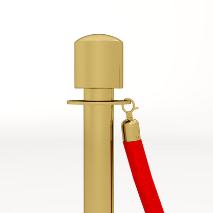 Gold Stainless Steel Path Marker with 1.5 m Red Velvet Rope and Fillable Base, Ø32x96 cm