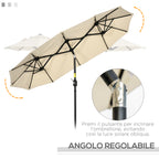 Double Tilting Garden Umbrella with Crank Opening, 295x152x222 cm, Khaki