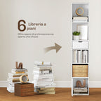 4-Tier Open Bookcase with Cabinet and Drawer, 30x24x158 cm, White Wood