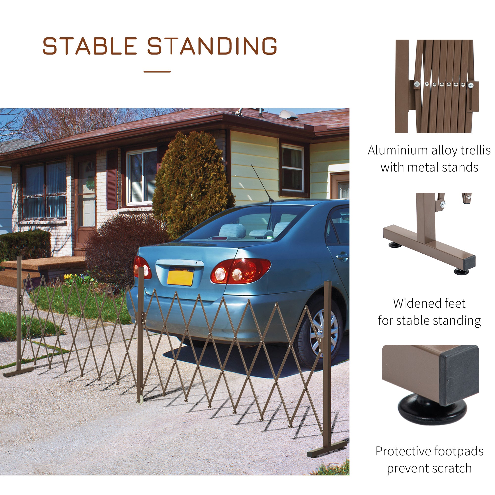 Outsunny extensible fence self-supporting steel and aluminum, width 52-405 cm, dark brown - Borgè