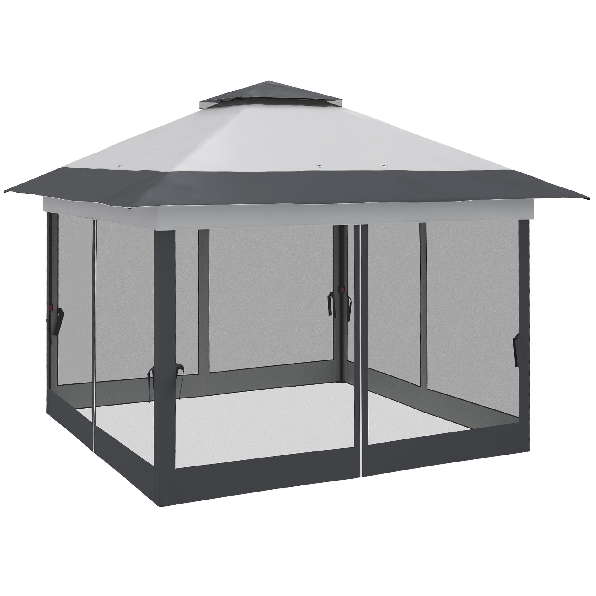 Foldable Pop-up Party Tent Instant Canopy Sun Shade Gazebo Shelter Steel Frame Oxford w/ Roller Bag, Grey - Borgè