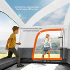 Outsunny 4-6 Person Camping Tent with 2 Bedrooms and Veranda, Waterproof and UPF 30+, Carry Bag, Grey