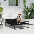 PawHut Raised Dog Bed with Indoor and Outdoor Headrest, 106x81x33 cm, Black