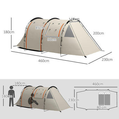 Outsunny 4-5 Person Camping Tent with Blackout Cover, Waterproof with Carry Bag, Khaki - Borgè