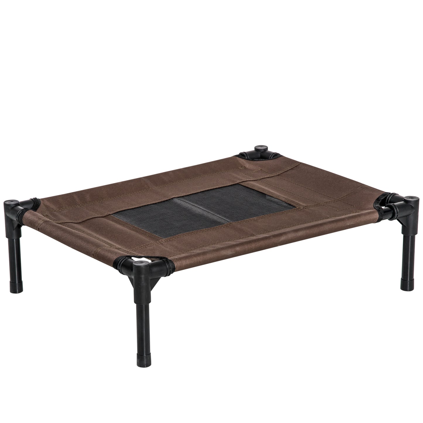 PawHut Raised Dog Bed with Breathable Seat, in Steel and Fabric, 61x46x18 cm, Black and Coffee - Borgè