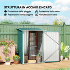 Galvanized Steel Garden Shed with Door, 100x103x160cm, Green