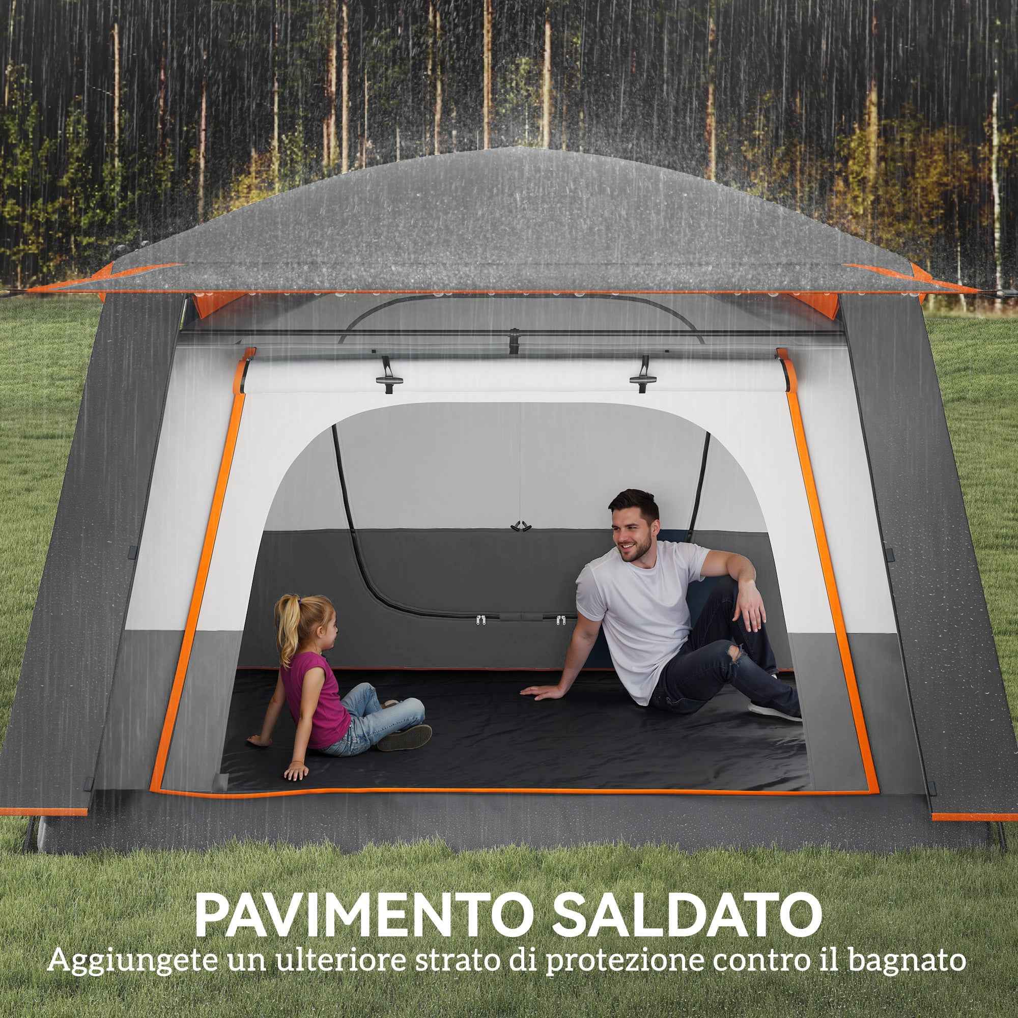 Outsunny 4-6 Person Camping Tent with 2 Bedrooms and Veranda, Waterproof and UPF 30+, Carry Bag, Grey