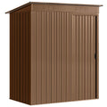Outsunny Metal Garden Shed with Vents and Sliding Door, 159x106x181 cm, Brown