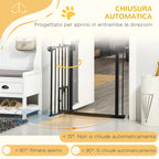 Extendable Dog Gate with Pressure Fit and Automatic Closure, 68x76.2 cm, Black - Borge' Group Limited