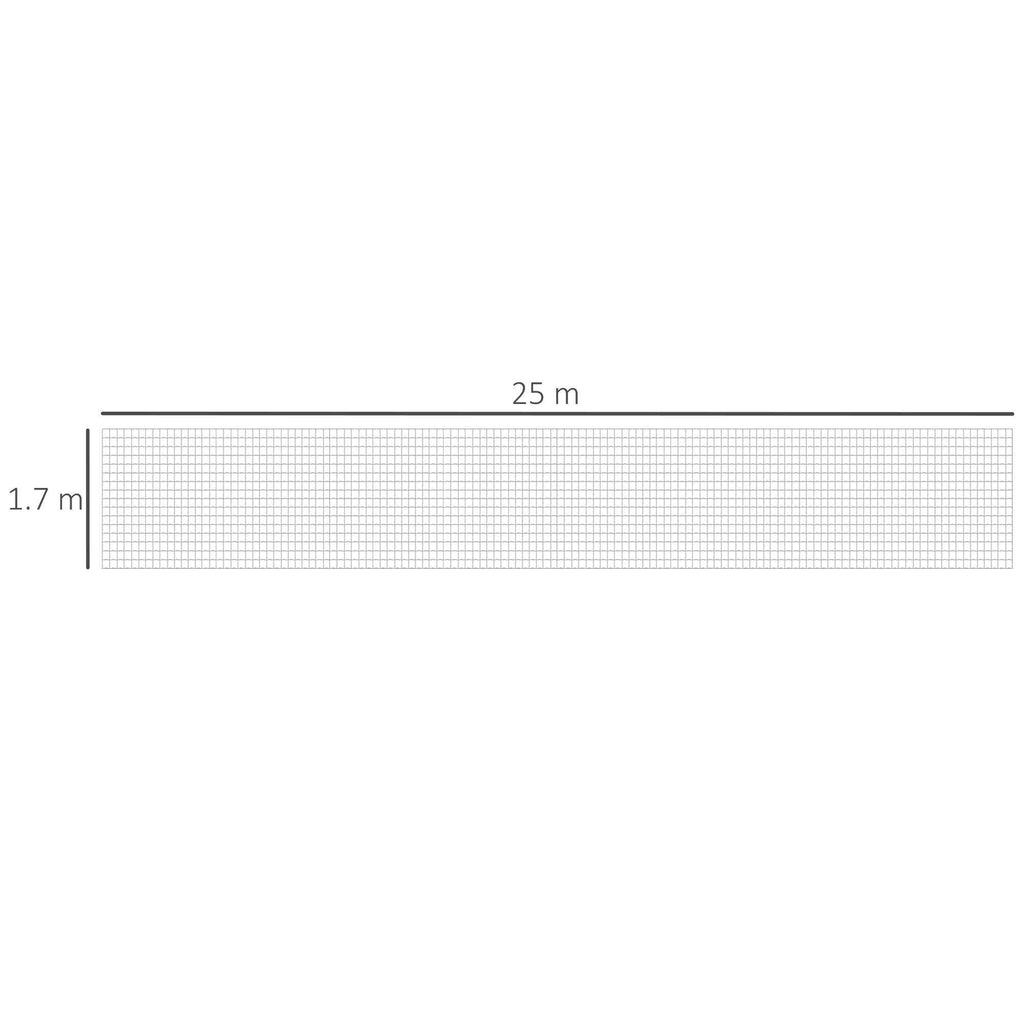 Outsunny Steel and PVC Fence Netting for Outdoor Spaces, 25m Roll and 1.7m Height, Green