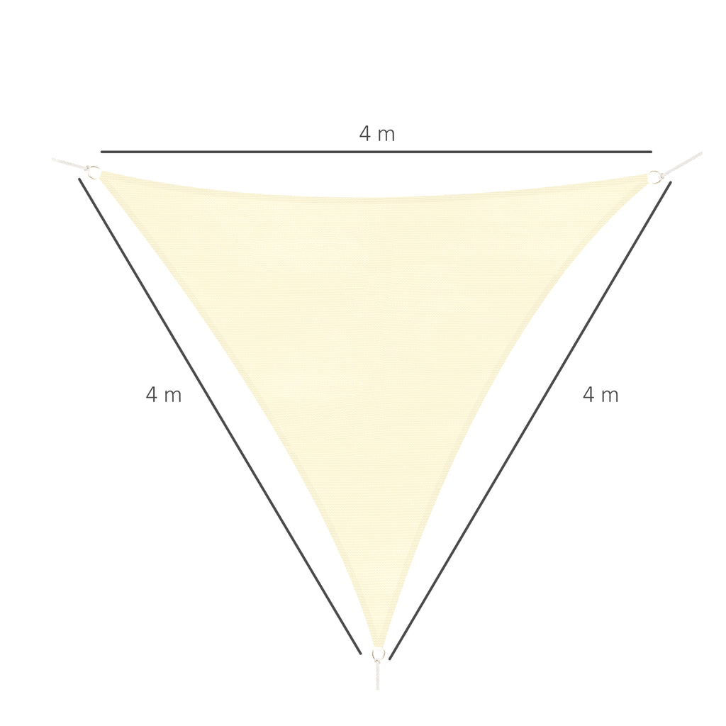 4x4x4m Triangular Sun Shade Awning in Beige Waterproof Anti-UV Fabric for Outdoors