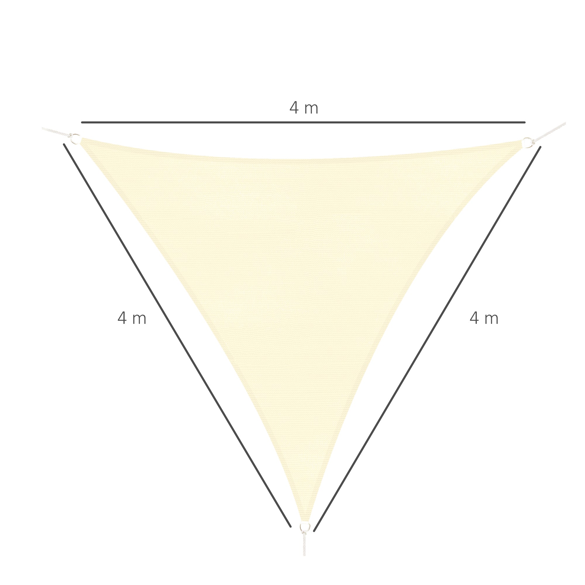 4x4x4m Triangular Sun Shade Awning in Beige Waterproof Anti-UV Fabric for Outdoors