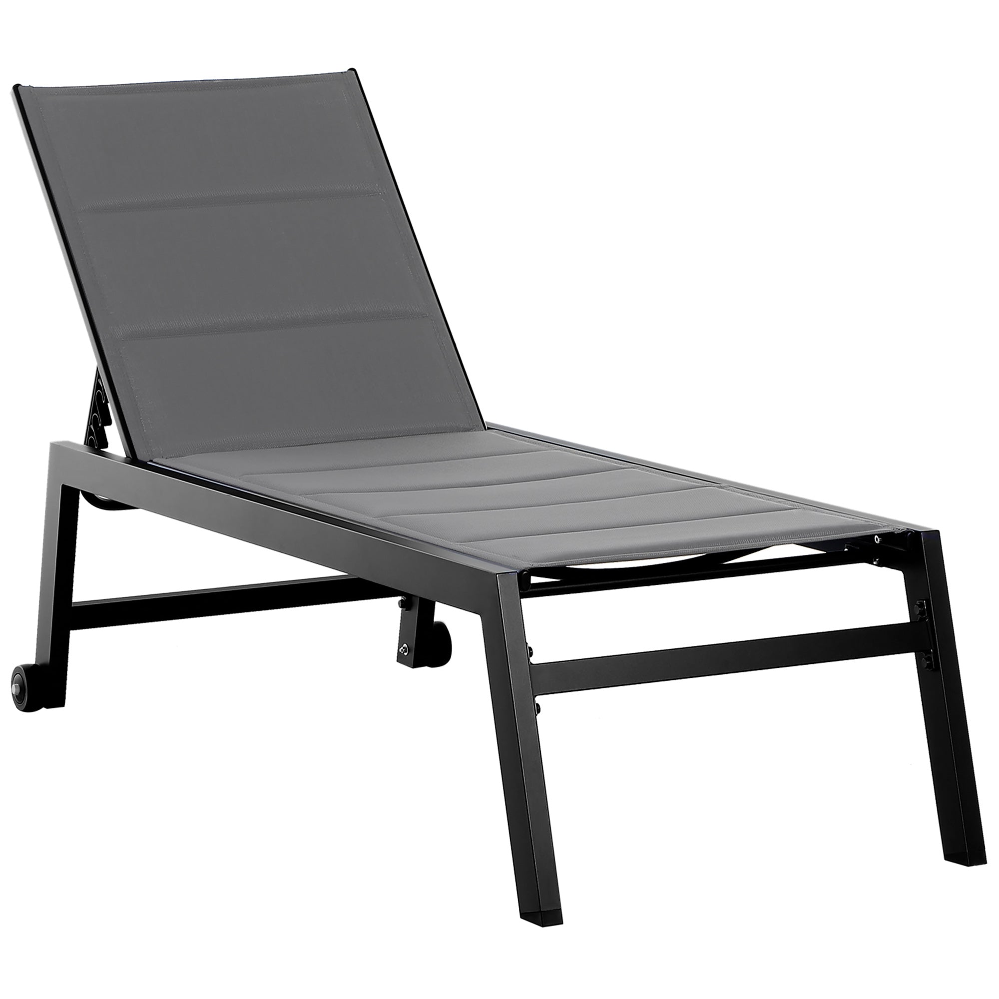 Outsunny 5-Level Reclining Garden Lounger with Padded Cover