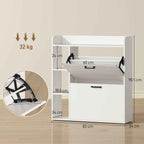 HOMCOM Slim Shoe Rack with 2 Tilting Drawers and 3 Open Compartments, Capacity 15 Shoes, 83x24x90.5 cm, White