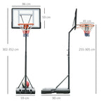 Basketball Hoop for Adults with Adjustable Height (302-352cm), Steel Frame, PE and PVC, Black
