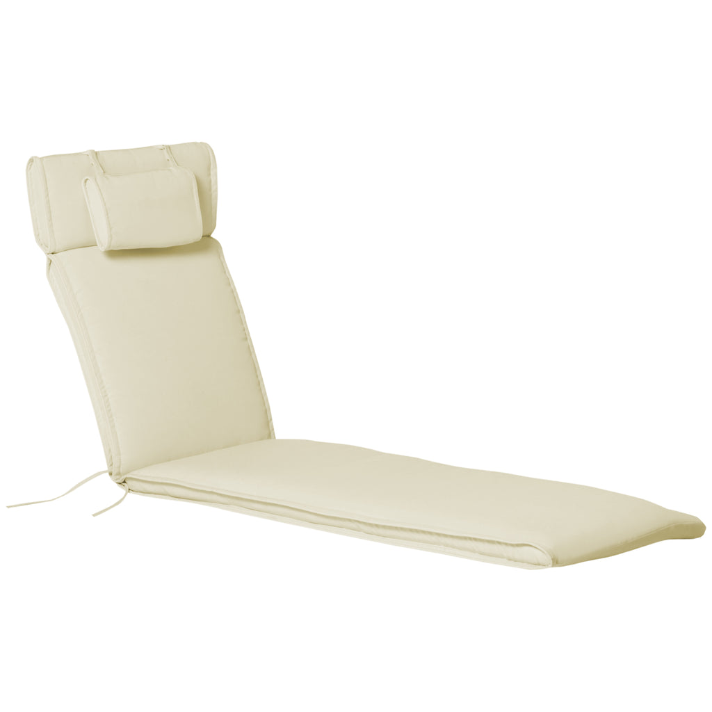 Garden Sun Lounger Cushion 198x53x5cm Cream White