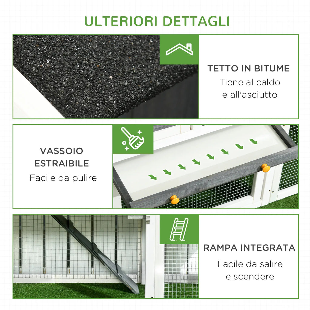 Wooden Chicken Coop with Open Area, House and Nest, 161.5x62. 5x115cm, Grey - Borge' Group Limited