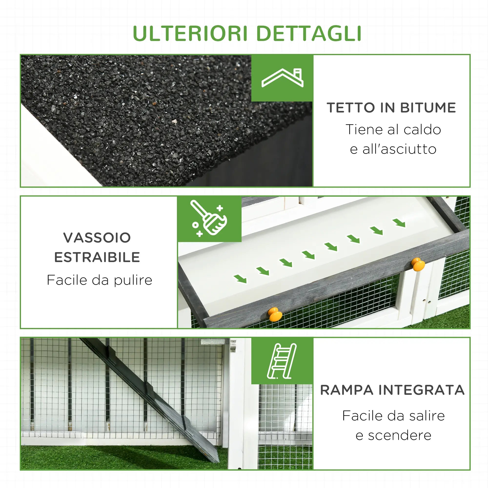 Wooden Chicken Coop with Open Area, House and Nest, 161.5x62. 5x115cm, Grey - Borge' Group Limited