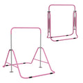 Folding Pull Up Bar for Children 3-8 Years with Adjustable Heights in Steel, 154x106.2x88.5-128.5cm, Pink