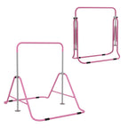 Folding Pull Up Bar for Children 3-8 Years with Adjustable Heights in Steel, 154x106.2x88.5-128.5cm, Pink