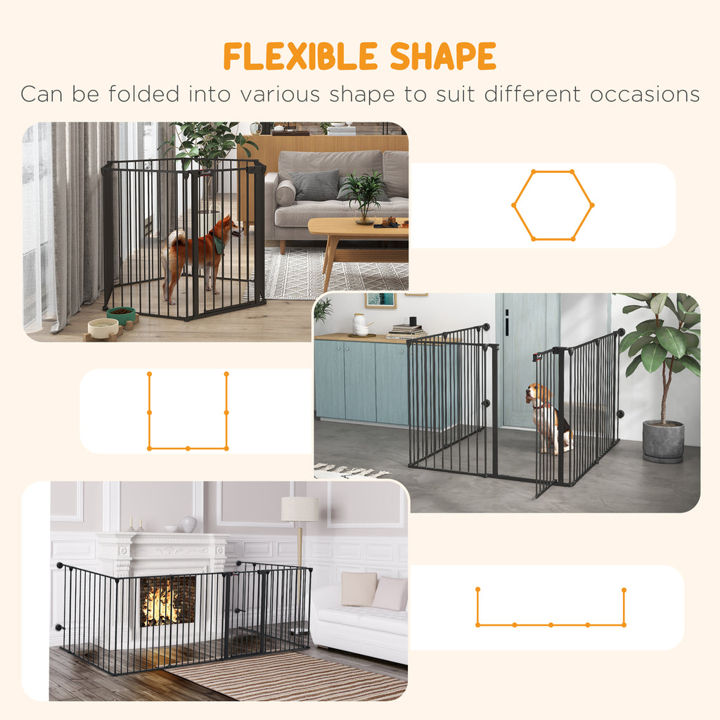 PAWHUT DOG CANCELLINO Folding and modular medium size in metal and plastic, 123x102x90 cm, black - Borgè