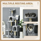 Pawhut for cats with hammocks, cot and 2 houses, in chipboard and plush, 55x49x177 cm, gray and white - Borgè