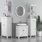 Bathroom Cabinet with 2 Doors and Drawer, Space-Saving Bathroom Cabinet with Adjustable Shelves, 60x30x102.5 cm, White