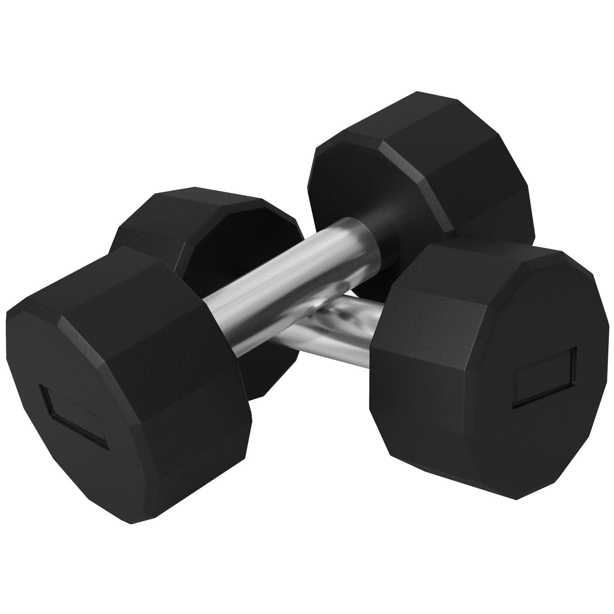 SPORTNOW Set of 2 12-sided Dumbbells weighing 8 kg in Metal and Rubber with Non-Slip Grip, 26x12x12 cm, Black