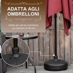 Round Umbrella Base in Plastic Fillable with Water and Sand, for 38 mm Poles, Ø38 cm, Black