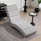 High Back Reclining Chaise Longue with Thick Padding and Metal Legs, Light Grey