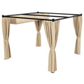Outsunny garden pergola with retractable roof and curtains, metal and polyester, 300x300x227 cm, beige - Borgè