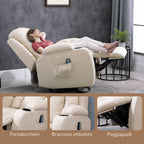 8-Point Reclining Massage Chair with Cup Holder and Remote Control, 85x94x104 cm, Beige