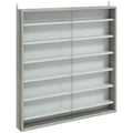 HOMCOM 5-Tier Adjustable Wooden Notice Board with Glass Doors, 80 x 9.5 x 83 cm, White and Grey