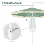 Garden Umbrella with Tilting Crank and 2 Section Pole, Polyester and Metal, 2.6x2.4 m, Green