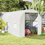Outsunny 4.5x2x2m Tunnel Greenhouse with PE Cover and Metal Tubes, White