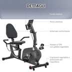 Magnetic Recumbent Exercise Bike with 8 Resistance Levels, LCD Display, Adjustable Seat and Arm Bands