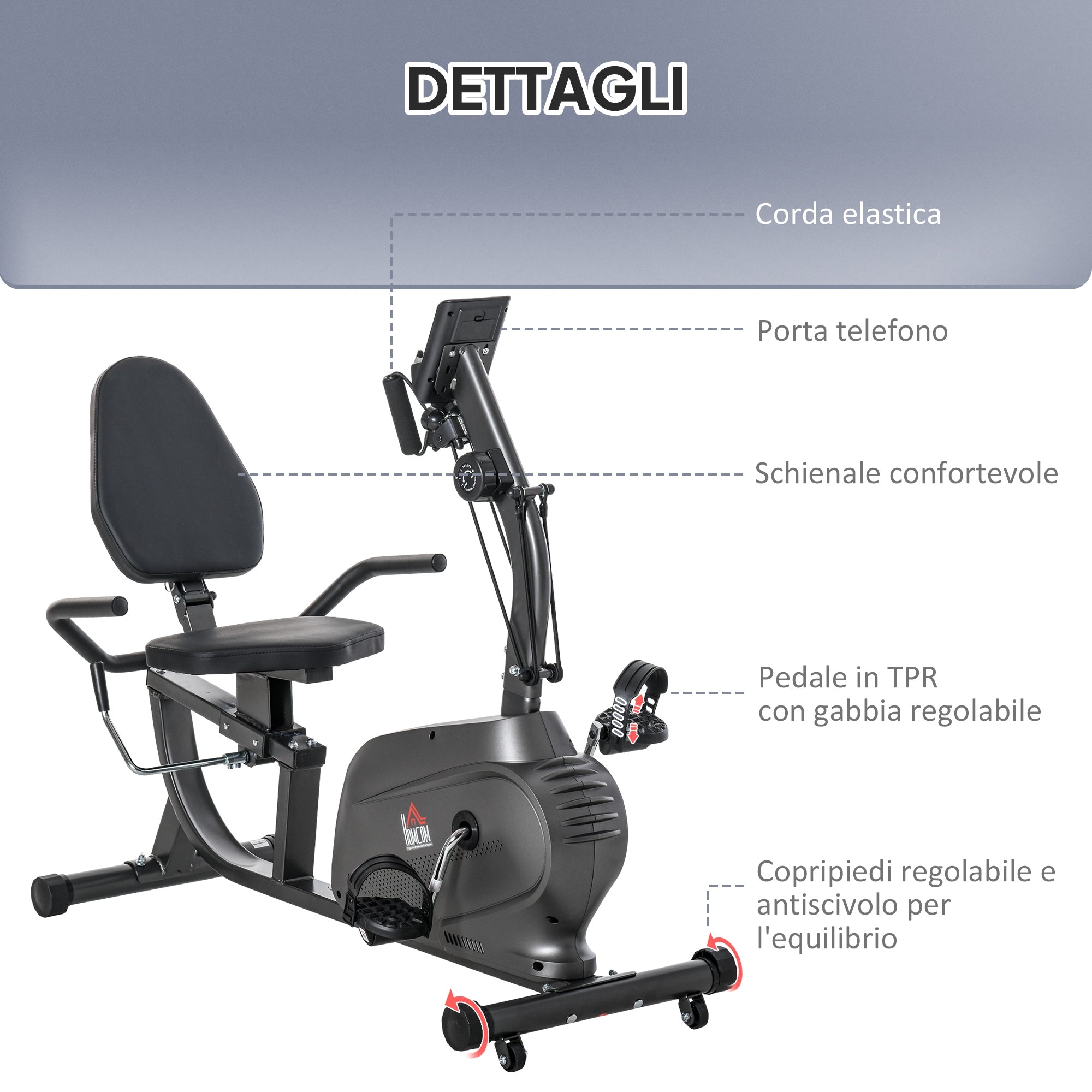 Magnetic Recumbent Exercise Bike with 8 Resistance Levels, LCD Display, Adjustable Seat and Arm Bands