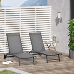 Outsunny Set of 2 Sun Loungers with Reclining Backrest, in Aluminum and Breathable Fabric, 66x165x102 cm, Dark Gray