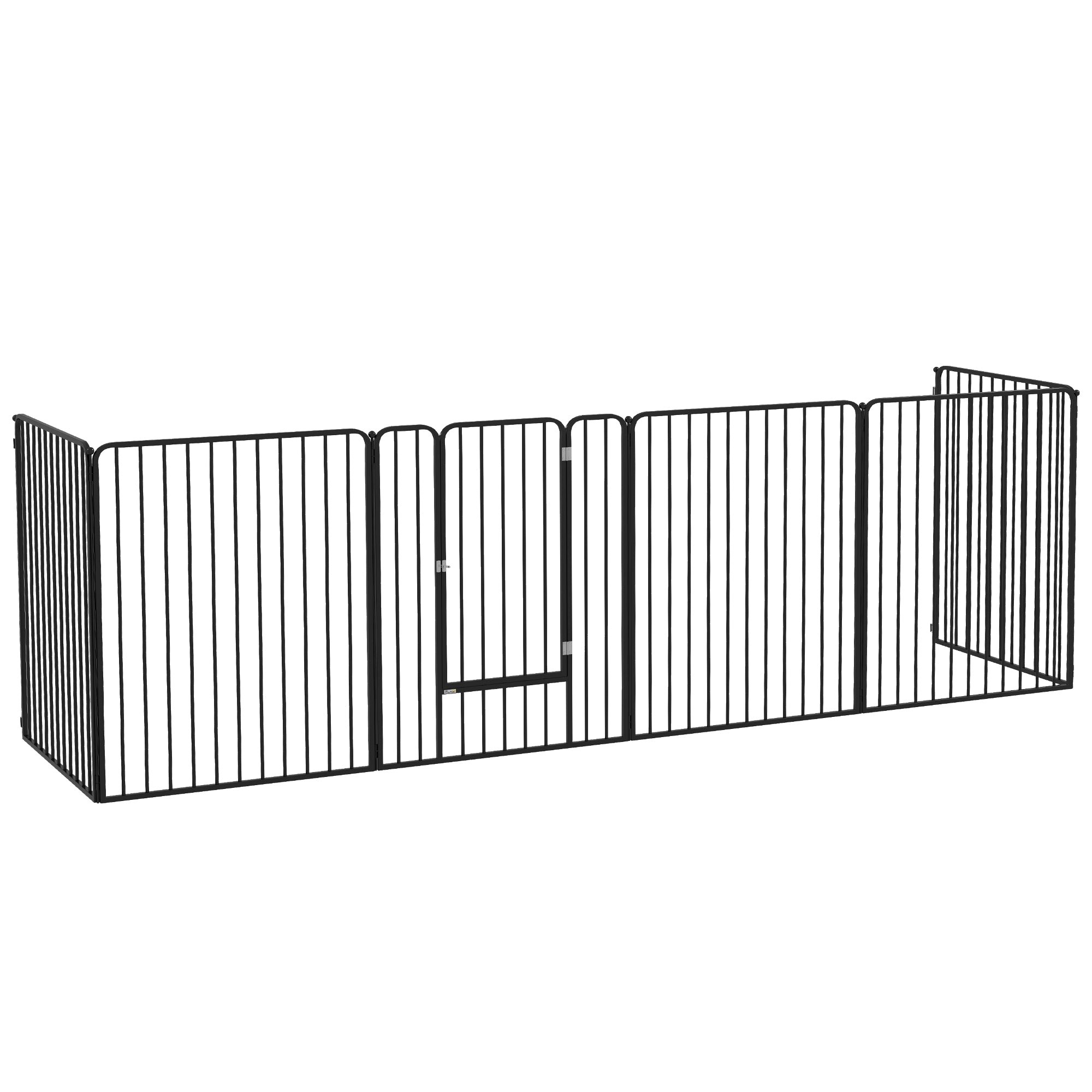 Pawhut Fence for large dogs with 6 steel modular panels, 164x83x100 cm, black - Borgè