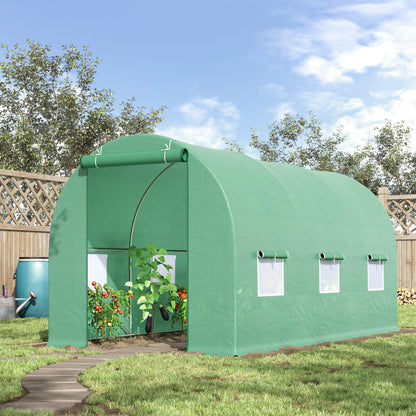 Garden Tunnel Greenhouse 4.5x2x2 m with Rounded Roof, PE & Metal, Green