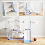 4 in 1 Children's Game with Slide, Swing, Climbing and Hoop, 147.5x160x107 cm, Light Blue
