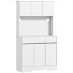 HOMCOM Modern Kitchen Sideboard with 4 Cabinets, 2 Drawers and Adjustable Shelves, 100x38x180 cm, White