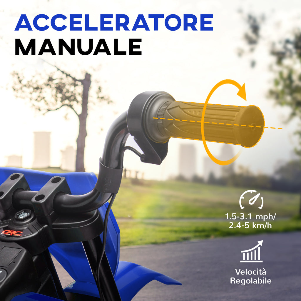 Electric Motorcycle for Kids with Removable Training Wheels, Suspension, Sounds and Charge Indicator, Blue