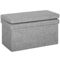 HOMCOM Folding Storage Bench with Backrest and 77L Storage Compartment, Fabric Upholstery, 76x50x73 cm, Grey