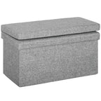 HOMCOM Folding Storage Bench with Backrest and 77L Storage Compartment, Fabric Upholstery, 76x50x73 cm, Grey
