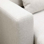 Corner Sofa Bed with 2 Seater Seat and Peninsula, Storage Compartment and 2 Fabric Cushions, Cream