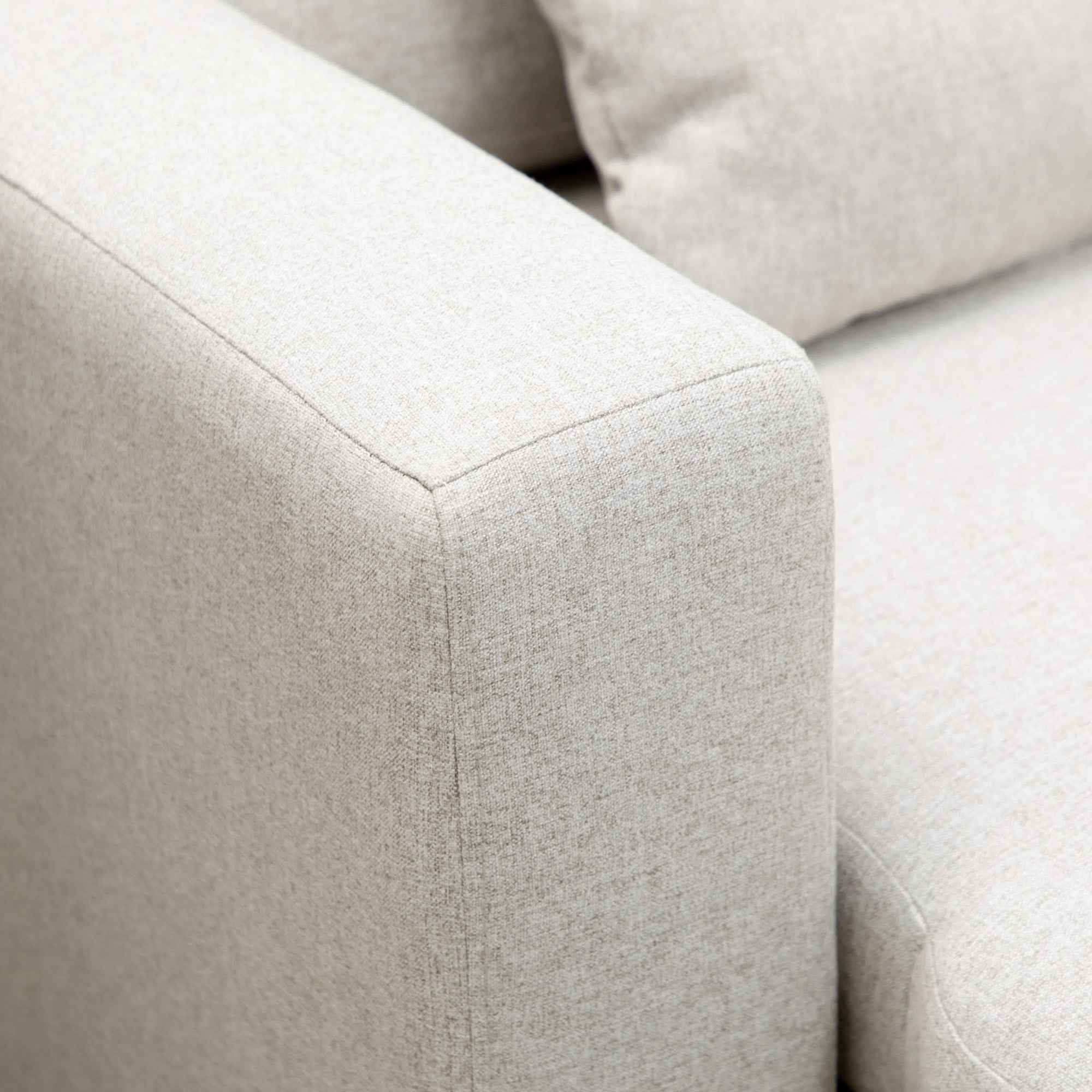 Corner Sofa Bed with 2 Seater Seat and Peninsula, Storage Compartment and 2 Fabric Cushions, Cream